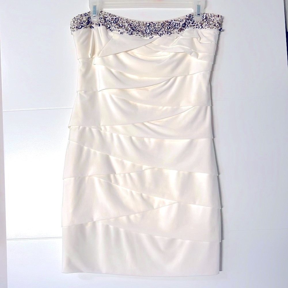 Off-white Bandage Dress with Rhinestones